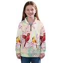 AmzPrint Girls Graphic Quarter Zip Coat Long Sleeve Lightweight Oversized Athletic Running Hoodies For Kids Teen Girls