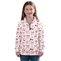AmzPrint Girls Graphic Quarter Zip Coat Long Sleeve Lightweight Oversized Athletic Running Hoodies For Kids Teen Girls