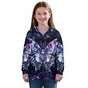 AmzPrint Girls Graphic Quarter Zip Coat Long Sleeve Lightweight Oversized Athletic Running Hoodies For Kids Teen Girls