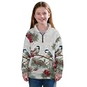 AmzPrint Girls Graphic Quarter Zip Coat Long Sleeve Lightweight Oversized Athletic Running Hoodies For Kids Teen Girls