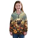 AmzPrint Half Zip Pullover Coat Girls Long Sleeve Pullover Spring Jogger Running Oversized Hoodies For Toddler Girls