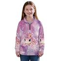AmzPrint Half Zip Pullover Coat Girls Long Sleeve Pullover Spring Jogger Running Oversized Hoodies For Toddler Girls