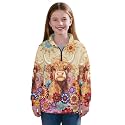 AmzPrint Half Zip Pullover Coat Girls Long Sleeve Pullover Spring Jogger Running Oversized Hoodies For Toddler Girls