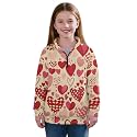 AmzPrint Half Zip Pullover Coat Girls Long Sleeve Pullover Spring Jogger Running Oversized Hoodies For Toddler Girls