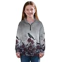 AmzPrint Half Zip Pullover Coat Girls Long Sleeve Pullover Spring Jogger Running Oversized Hoodies For Toddler Girls