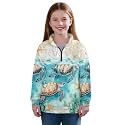 AmzPrint Half Zip Pullover Coat Girls Long Sleeve Pullover Spring Jogger Running Oversized Hoodies For Toddler Girls