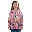 AmzPrint Half Zip Pullover Coat Girls Long Sleeve Pullover Spring Jogger Running Oversized Hoodies For Toddler Girls