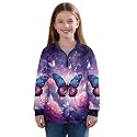AmzPrint Half Zip Pullover Coat Girls Long Sleeve Pullover Spring Jogger Running Oversized Hoodies For Toddler Girls