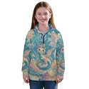 AmzPrint Half Zip Pullover Jackets Girls Long Sleeve Warm Pullover Back To School Running Oversized Hoodie For Big Girls
