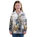 AmzPrint Half Zip Pullover Jackets Girls Long Sleeve Warm Pullover Back To School Running Oversized Hoodie For Big Girls