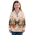 AmzPrint Half Zip Pullover Jackets Girls Long Sleeve Warm Pullover Back To School Running Oversized Hoodie For Big Girls