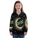 AmzPrint Half Zip Pullover Jackets Girls Long Sleeve Warm Pullover Back To School Running Oversized Hoodie For Big Girls