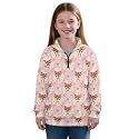 AmzPrint Half Zip Pullover Jackets Girls Long Sleeve Warm Pullover Back To School Running Oversized Hoodie For Big Girls