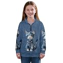 AmzPrint Half Zip Pullover Jackets Girls Long Sleeve Warm Pullover Back To School Running Oversized Hoodie For Big Girls