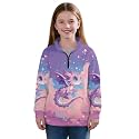 AmzPrint Half Zip Pullover Jackets Girls Long Sleeve Warm Pullover Back To School Running Oversized Hoodie For Big Girls