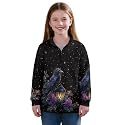 AmzPrint Half Zip Pullover Jackets Girls Long Sleeve Warm Pullover Back To School Running Oversized Hoodie For Big Girls
