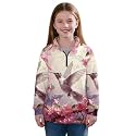 AmzPrint Half Zip Pullover Jackets Girls Long Sleeve Warm Pullover Back To School Running Oversized Hoodie For Big Girls