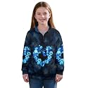 AmzPrint Half Zip Pullover Jackets Girls Long Sleeve Warm Pullover Back To School Running Oversized Hoodie For Big Girls