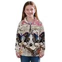 AmzPrint Half Zip Pullover Jackets Girls Long Sleeve Warm Pullover Back To School Running Oversized Hoodie For Big Girls