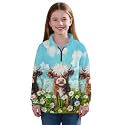 AmzPrint Half Zip Pullover Jackets Girls Long Sleeve Warm Pullover Back To School Running Oversized Hoodie For Big Girls