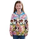 AmzPrint Half Zip Pullover Jackets Girls Long Sleeve Warm Pullover Back To School Running Oversized Hoodie For Big Girls