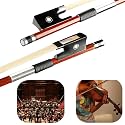 AMZZ 3/4 Violin Bow for Students &amp; Advanced Players– Brazilwood, Ebony Frog, Mongolian Horsehair for Rich Tone (3 4 Violin Bow Size)