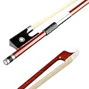 AMZZ Professional 1/2 Violin Bow – Brazilwood, Ebony Frog, White Horsehair, Handmade & Balanced for Students & Advanced Players