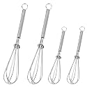Anaeat Mini Wire Whisks, Set of 4 Portable Stainless Steel Kitchen Tiny Whisk &amp; Egg Beater with Thick Wire - Sturdy Small Mixing Balloon for Cooking, Blending, Whiping, Beating and Stirring (5" + 7")