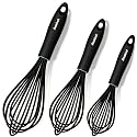 Anaeat Silicone Balloon Whisk, Perfect for Non-Stick Cookware, Milk and Egg Beater Blender, Heat Resistant Kitchen Whisks for Whisking, Cooking, Baking, Beating, Frothing &amp; Stirring (Black)