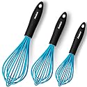 Anaeat Silicone Balloon Whisk, Perfect for Non-Stick Cookware, Milk and Egg Beater Blender, Heat Resistant Kitchen Whisks for Whisking, Cooking, Baking, Beating, Frothing & Stirring (Blue)