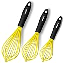 Anaeat Silicone Whisk, Thick Stainless Steel Wire Inner Heat Resistant - Kitchen Whisks for Non-Stick Cookware, Balloon Egg Beater for Whisking, Blending, Beating, Frothing & Stirring (Yellow)