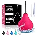 Anal Douche Enema Kit - 224ml Enema Bulb Douches for Men and Women, Reusable Enemas with 3 Replaceable Nozzle for Daily Care &amp; Travel(RED)