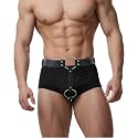 Leather Chastity Pants Male Chastity Belt for BDSM Restraints Anal Plug Adjustable Chastity Cage & Anti-Off Device Strap Men's Adult SM Bondage Set