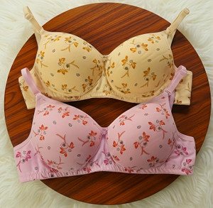 anamta pack of 2 light padded print bra women push-up lightly padded bra