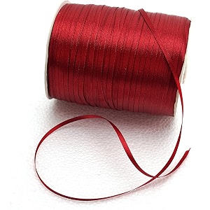 100 polyester double face satin ribbon for craft embroidery and decoration 3 mm burgundy 457 meter