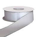 100% Polyester Double Face Satin Ribbon for Craft Embroidery and Decoration (9 mm, Metal Grey, 91.4 Meter)