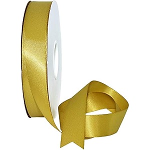 100 polyester double side satin ribbon for craft embroidery and decoration 18 mm golden olive