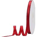 100% Polyester Double Side Satin Ribbon for Craft Embroidery and Decoration (25 mm, Hot Red)