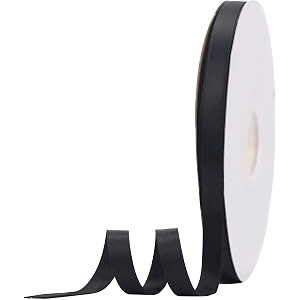 double side satin ribbon for craft embroidery and decoration 25 mm black