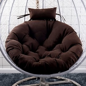 polyester designer round cushion for hanging basket swing chair for outdoor egg swing chairgarden swing seat padded pillow brown