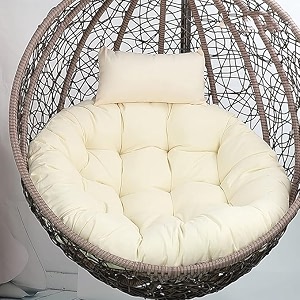 polyester designer round cushion for hanging basket swing chair for outdoor egg swing chairgarden swing seat padded pillow cream