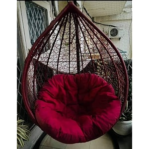 polyester designer round cushion for hanging basket swing chairgarden swing seat padded pillow maroon
