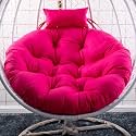Polyester Designer Round Cushion for Hanging Basket Swing Chair for Outdoor Egg Swing Chair/Garden Swing, Seat Padded Pillow (Pink)