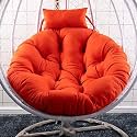 Polyester Designer Round Cushion for Hanging Basket Swing Chair for Outdoor Egg Swing Chair/Garden Swing, Seat Padded Pillow (Orange)