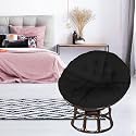 Polyester Designer Round Cushion for Hanging Basket Swing Chair for Outdoor Egg Swing Chair/Garden Swing, Seat Padded Pillow (Black)