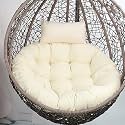 Polyester Designer Round Cushion for Hanging Basket Swing Chair for Outdoor Egg Swing Chair/Garden Swing, Seat Padded Pillow (Cream)