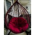 Polyester Designer Round Cushion for Hanging Basket Swing Chair/Garden Swing, Seat Padded Pillow (Maroon)