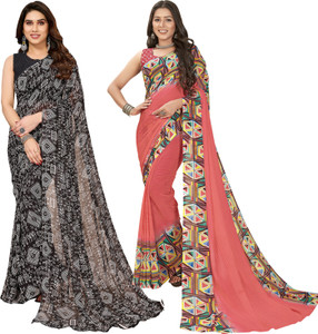 anand sarees floral print polka print ombre printed bollywood georgette saree