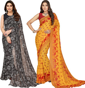 anand sarees floral print polka print ombre printed bollywood georgette saree