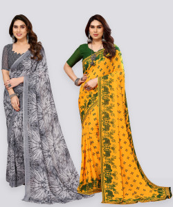 anand sarees floral print polka print ombre printed bollywood georgette saree